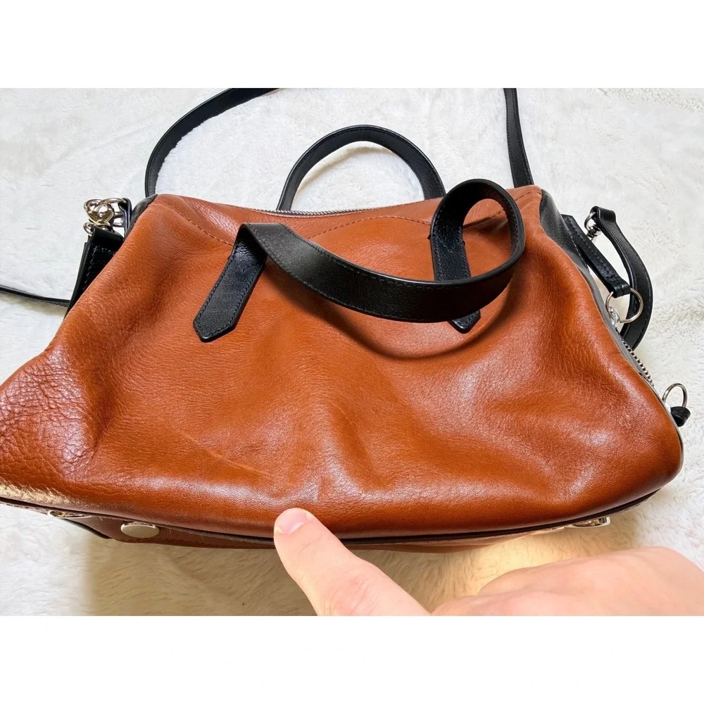 Fossil Sydney Satchel Brown Black Leather Crossbody Bag ZB5932